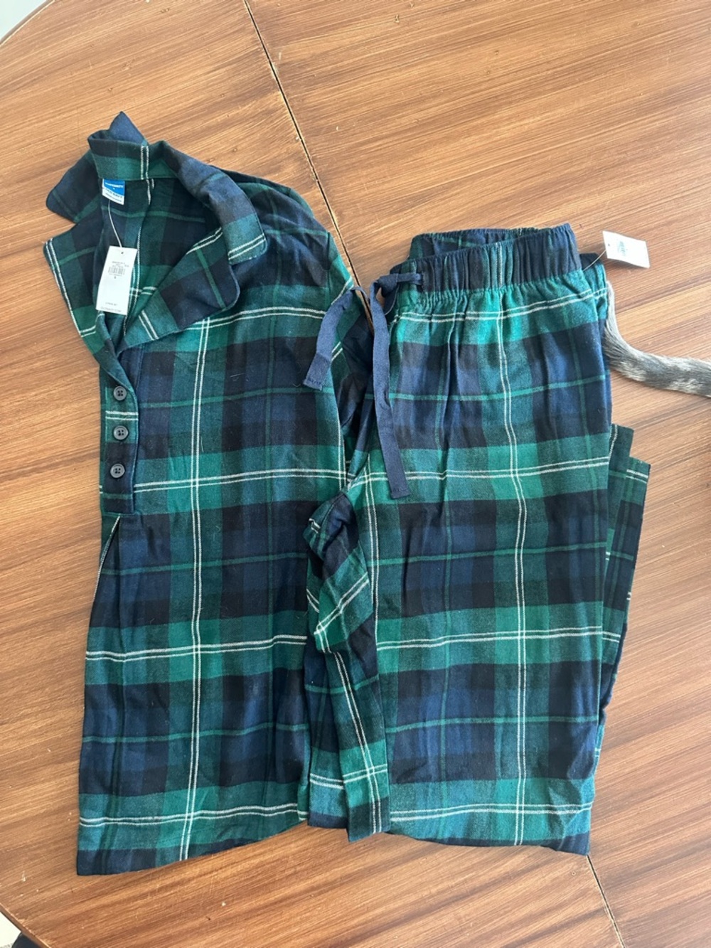 NWT Old Navy Maternity Printed Flannel Pajama Pant Set Green + Blue
